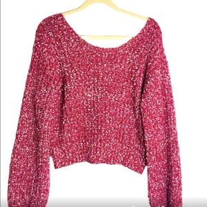 NA-KD sweater knit oversized puffy sleeves off shoulder thick warm- Swedish